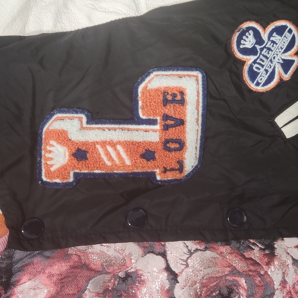 Floral and Black with Leather Sleeve Kids Jacket Size 3 - Picture 4 of 13